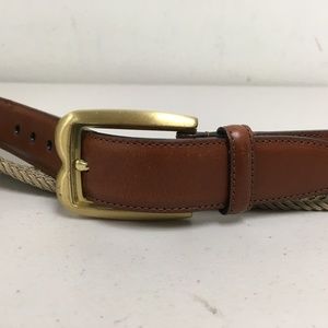 Bally Italy Brown Leather woven stretch belt 34